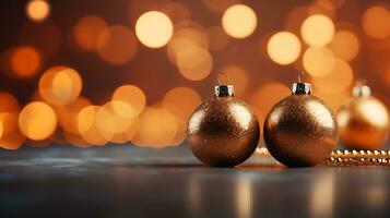 Christmas background with christmas decorations and space for text. Generative AI photo
