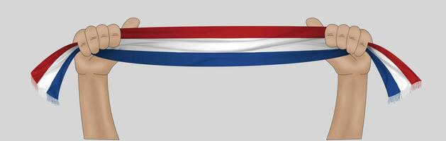 3D Flag on ribbon in hand photo