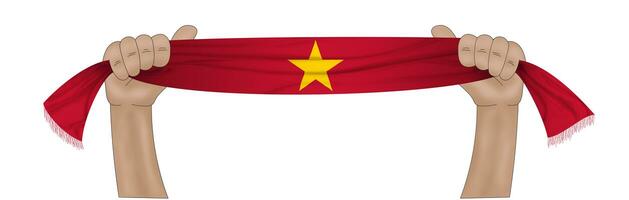 3D Flag on ribbon in hand photo