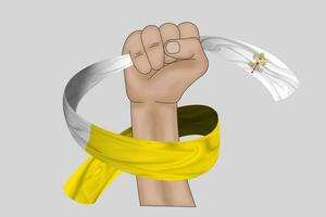 3D Flag on ribbon in hand photo