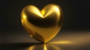 3d rendering of golden heart on black background, Love concept ai generated photo