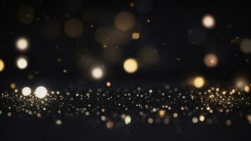 gold black white glitter vintage lights background, bokeh ai generated photo