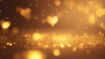 golden hearts bokeh background, valentines day abstract background ai generated photo