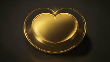 Golden heart on a black background, 3D rendering, 3D illustration ai generated photo