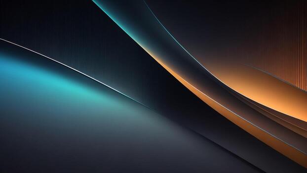 resumen azul y naranja curva líneas en oscuro antecedentes ai generado foto
