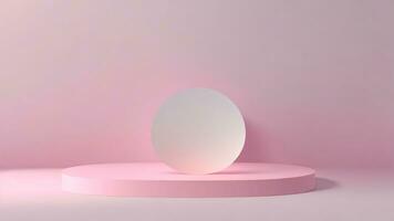 Minimal abstract background, primitive geometrical figures, pastel pink colors podium, 3D render ai generated photo