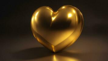 Gold heart on a dark background, 3d rendering, 3d illustration ai generated photo