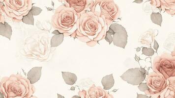 Vintage floral background with roses and leaves in pastel colors. ai generated photo