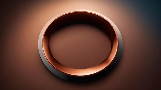 3d representación cobre anillo con oscuro marrón antecedentes ai generado foto