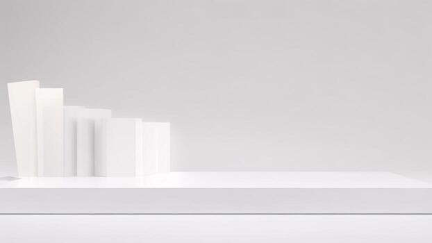 blanco podio con un fila de cubo, blanco fondo, 3d hacer ai generado foto