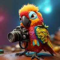 A colorful parrot with a camera new style generated by Ai photo