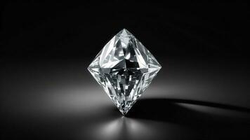 diamond on black background with shadow, close up ai generated photo
