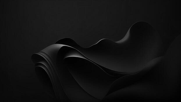 resumen negro ondulado antecedentes. 3d prestar, 3d ilustración, misterio lujo concepto ai generado foto