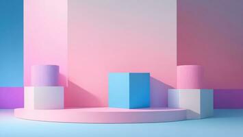 abstract minimal geometric background, primitive forms, pastel colors, 3d render ai generated photo