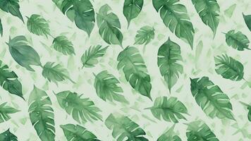 Seamless pattern with monstera leaves. Tropical background. illustration. ai generated photo