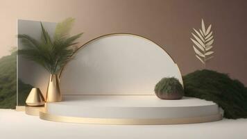 3d render, abstract minimal scene with nature geometric forms, podium for product display ai generated photo