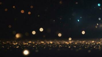 gold and black glitter vintage lights background, bokeh ai generated photo