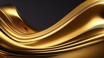 Golden abstract wavy liquid background. 3d render illustration, 3d render ai generated photo