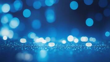abstract blue bokeh background with glitter defocused lights ai generated photo