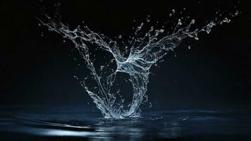 V-shaped Water splash on a dark background ai generated photo