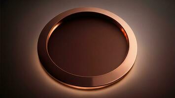 Glossy copper ring on a dark background, 3d rendering ai generated photo