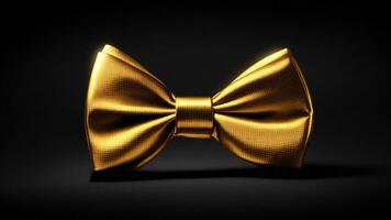 Golden bow tie isolated on black background ai generated photo