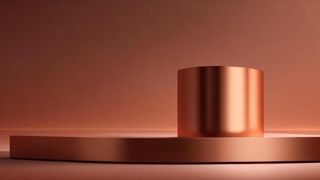 dorado bronce cilindro podio para producto presentación, moderno fondo, 3d hacer ai generado foto