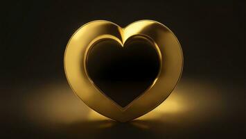 Golden heart on a black background, 3d rendering, 3d illustration ai generated photo