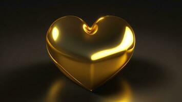 Gold heart on a black background, 3d rendering, 3d illustration, Valentine's Day ai generated photo