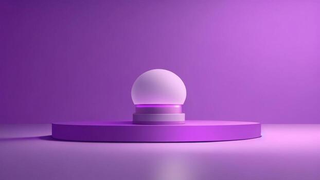 3d representación de un redondo podio con un blanco esfera en eso ai generado foto