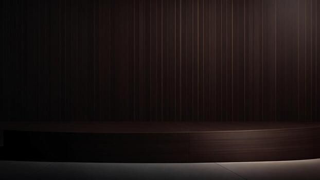 oscuro de madera podio para producto monitor con de madera textura antecedentes ai generado foto