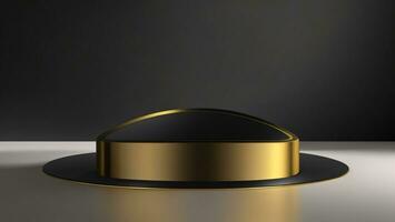 abstract black and gold pedestal for product display, 3d render ai generated photo