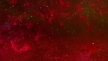 Red room space particle form, futuristic neon graphic Background, energy 3d abstract art element illustration, technology artificial intelligence wallpaper animation video