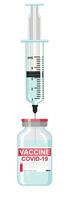 Vaccination against coronavirus Covid-19 with vaccine vial and syringe for covid19 prevention treatment. vector