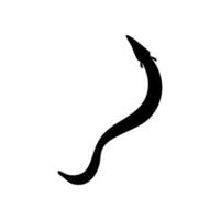 Silhouette of the fire eel, Mastacembelus erythrotaenia, is a relatively large species of spiny eel, can use for art Illustration, logo type, pictogram, website, or graphic design element. Vector