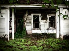 old abandoned house in the forest photo