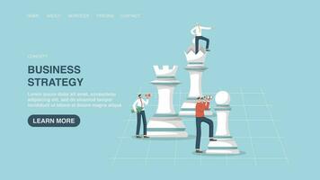 Vector illustration for poster, website or web page with working team on chess. Teamwork to reach heights and success in work, cooperation and partnership for common goals, strategy to win in business