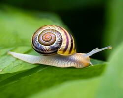 bosque caracol en el natural ambiente, Nota superficial profundidad de campo foto