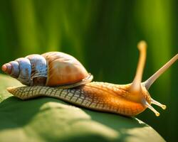 Forest snail in the natural environment, note shallow depth of field photo