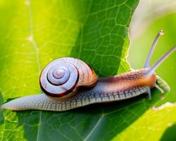 Forest snail in the natural environment, note shallow depth of field photo