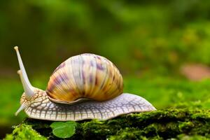 bosque caracol en el natural ambiente, Nota superficial profundidad de campo foto