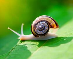 Forest snail in the natural environment, note shallow depth of field photo