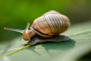 Forest snail in the natural environment, note shallow depth of field photo