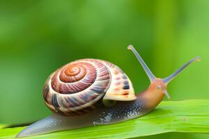 bosque caracol en el natural ambiente, Nota superficial profundidad de campo foto