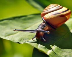 Forest snail in the natural environment, note shallow depth of field photo