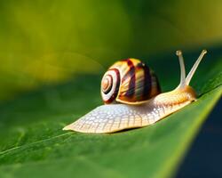 Forest snail in the natural environment, note shallow depth of field photo