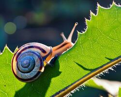 bosque caracol en el natural ambiente, Nota superficial profundidad de campo foto