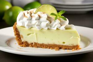 round key lime pie slice AI generated photo