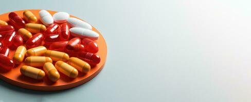 Banner Orange and rot pills AI generated photo