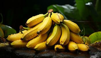 frescura de maduro banana, un sano bocadillo en tropical clima generado por ai foto
